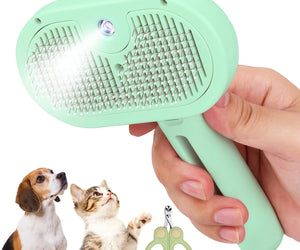 Auto Spray Cat/Dog Hair Brush to Wet Hair,2In1 Cleaning Brutsh,Extra Gain Cat Nail Clipper,Green