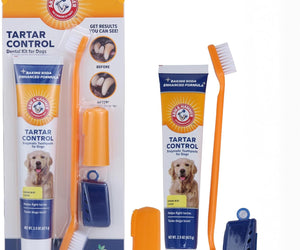 for Pets Tartar Control Kit for Dogs | Contains Toothpaste, Toothbrush & Fingerbrush | Reduces Plaque & Tartar Buildup, 3-Piece Kit, Banana Mint Flavor